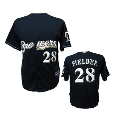 Brewers #28 Navy Blue Prince Fielder MLB Jersey