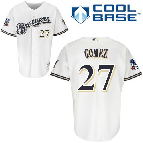 White Milwaukee Brewers Carlos Gomez Home MLB #27 Jersey