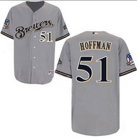  grey Jersey:  Trevor Hoffman MLB #51 Milwaukee Brewers Jersey In grey