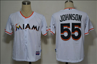 white Johnson jersey, Miami Marlins #55 2012 MLB Jersey