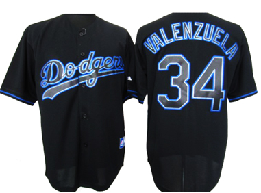 MLB Fashion #34 Black Valenzuela  Los Angeles Dodgers jersey