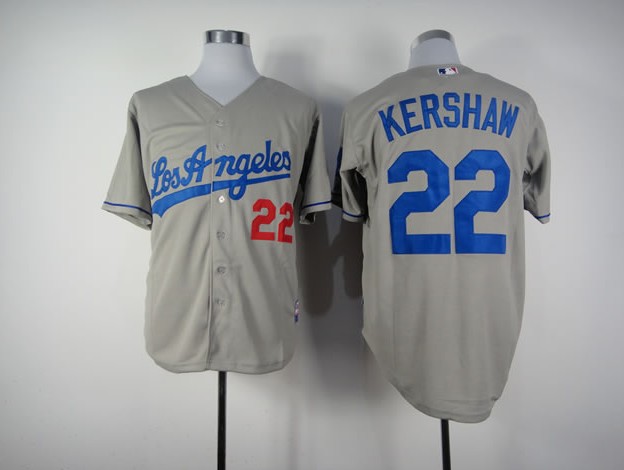 Clayton Kershaw grey jersey Stitched Replithentic Los Angeles Dodgers jersey