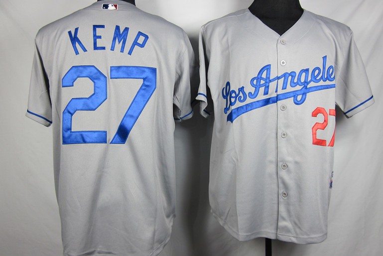 MLB #27 gray Matt Kemp Los Angeles Dodgers jersey