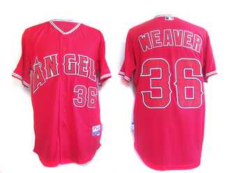 MLB #36 Red Weaver Los Angeles Angels jersey