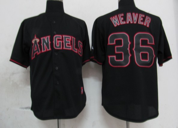 Angels #36 Weaver Black MLB Jersey