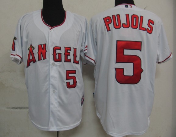 pujols White Jersey, Los Angeles Angels #5 MLB Jersey