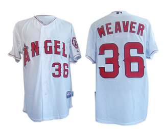 MLB #36 White Weaver Los Angeles Angels jersey