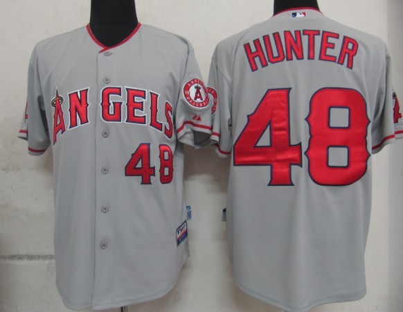 Los Angeles Angels #48 Hunter MLB Jersey in Grey