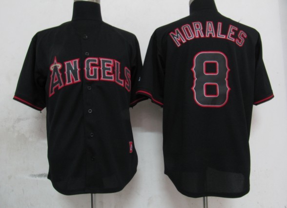 Los Angeles Angels #8 Morales MLB Fashion Jersey in Black