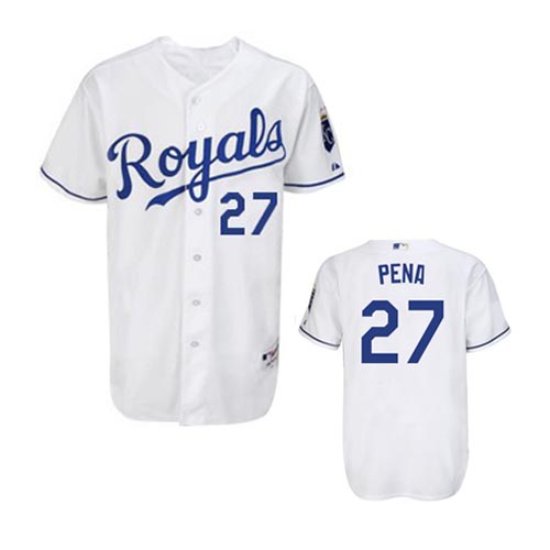 white Pena Cool Base MLB Kansas City Royals #27 Jersey