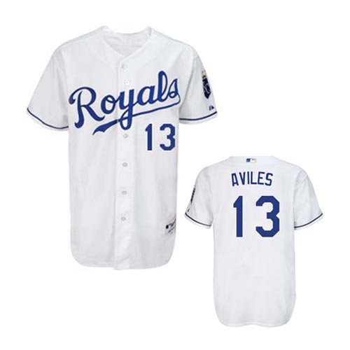 Kansas City Royals #13 Aviles White Cool Base MLB Jersey