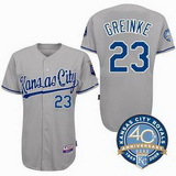 Gray Zach Greinke Royals Cool Base 40th Anniversary Patch #23 Jersey