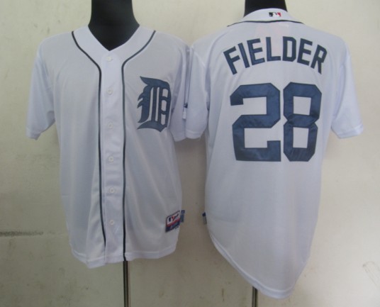 Tigers #28 Fielder White MLB Jersey