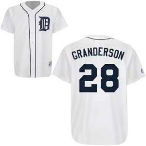 White Granderson Home C Patch MLB Detroit Tigers #28 Jersey
