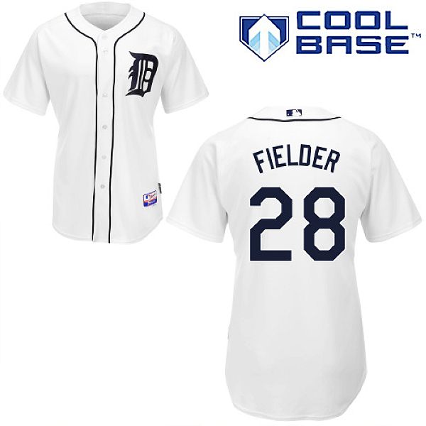 Cool Base Stitched #28 White Prince Fielder Detroit Tigers jersey