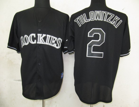 Tulowitzki Jersey Black Fashion #2 MLB Colorado Rockies Jersey