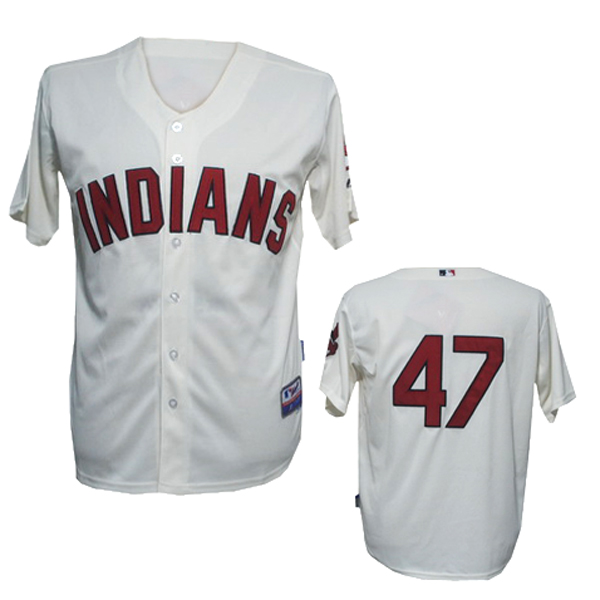 Cream Duncan Indians cool base #47 Jersey