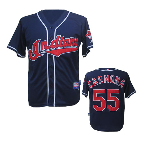 Cleveland Indians #55 Carmona Blue MLB jersey