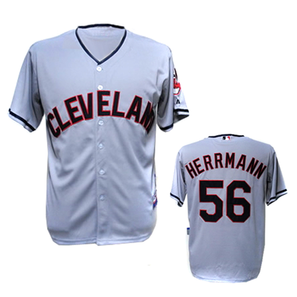 Grey Lwmon Cool Base Premier MLB Cleveland Indians #56 Jersey