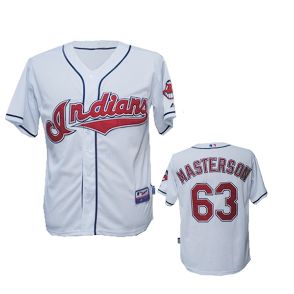 #63 Masterson White Cleveland Indians MLB Cool Base Premier jersey