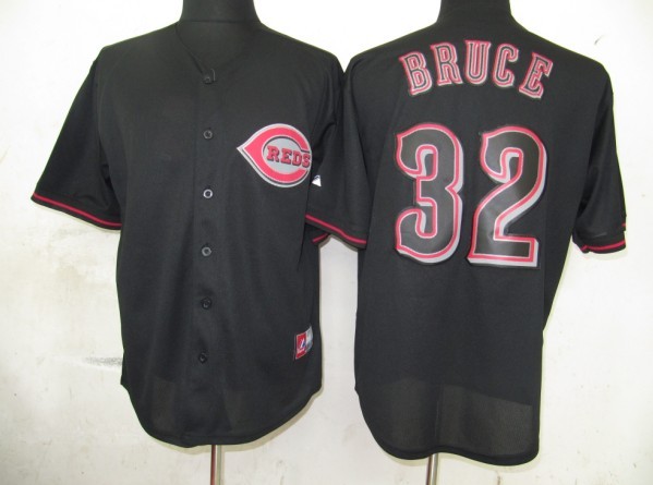 Fashion #32 Black Bruce Cincinnati Reds jersey