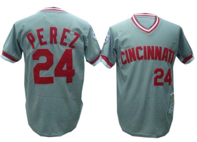 Grey Perez Mitchell&Ness Cincinnati Reds #24 Jersey