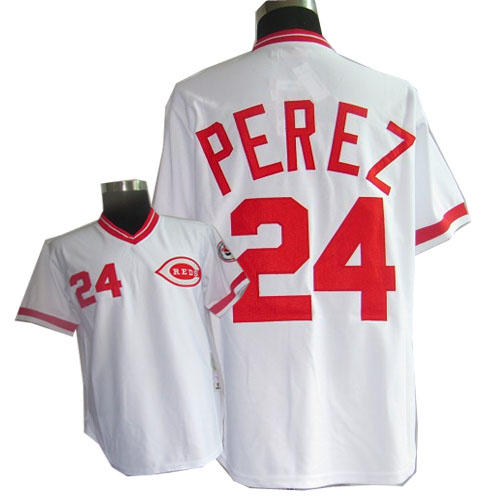 Cincinnati Reds #24 Perez M&N Jersey in White