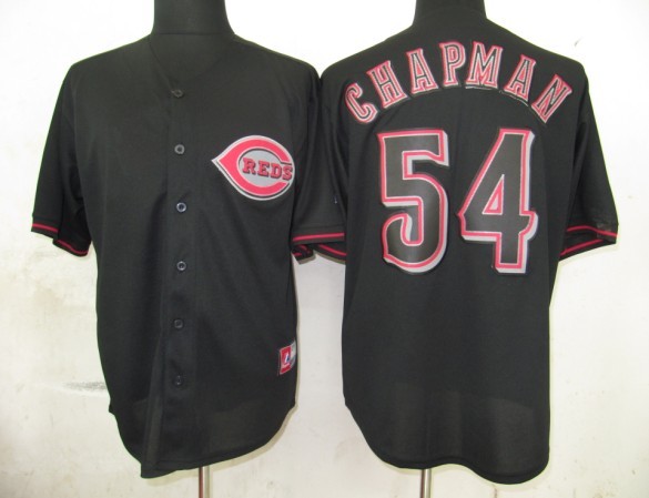 Cincinnati Reds #54 Chapman Fashion Jersey in Black