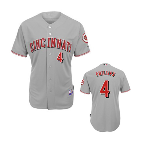 Cincinnati Reds #4 Phillips MLB Jersey in Grey