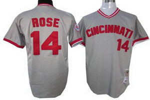 Cincinnati Reds #14 Pete Rose gray Mitchell and Ness Jersey