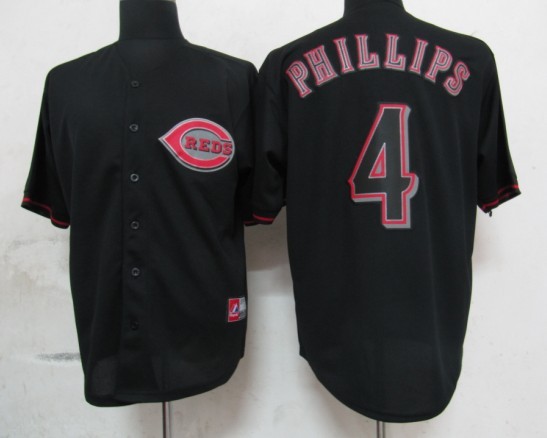 Brandon Phillips Jersey: Fashion #4 MLB Cincinnati Reds Jersey in Black