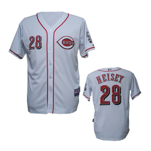 Heisey Jersey: #28 MLB Cincinnati Reds Jersey in White