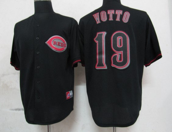 Black Votto jersey, Cincinnati Reds #19 Fashion Jersey