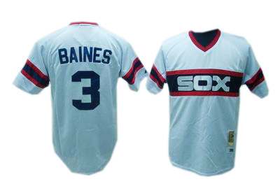 #3 Baines White Chicago White Sox Mitchell and Ness Jersey