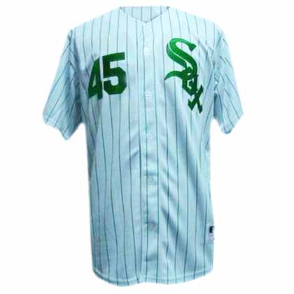 Sox #45 Jenks White Green Strip MLB Jersey