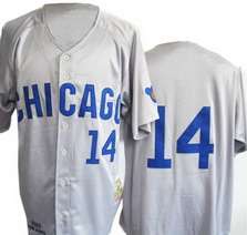 Cubs #14 Banks Grey Jersey