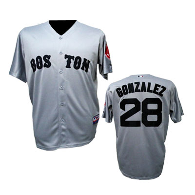 Gonzalez Jersey Grey Cool Base #28 Boston Red Sox Jersey