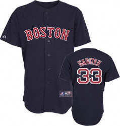 Sox #33 Jason Varitek Navy Blue Adult 2009 Jersey