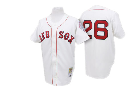 Sox #26 Wade Boggs White M&N Throwback MLB Jersey