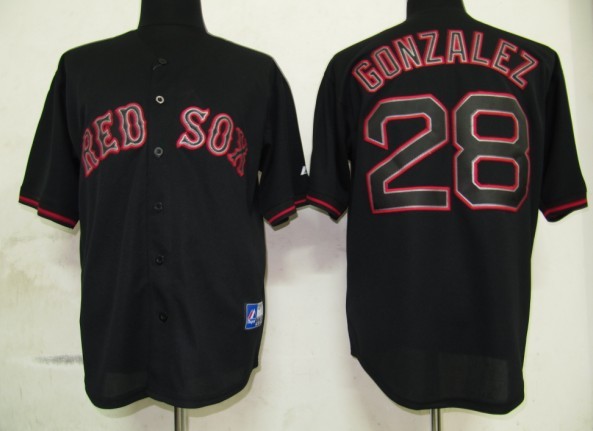 Black Gonzalez shadow Fashion Boston Red Sox #28 Jersey