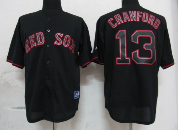 Fashion #13 Black Crawford Boston Red Sox jersey