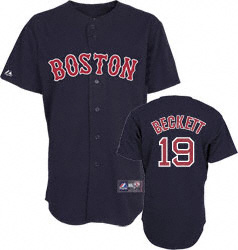 Boston Red Sox #19 Josh Beckett Adult Dark Jersey in Blue
