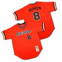 Orange Cal Ripken Orioles Michell and Ness #8 Jersey