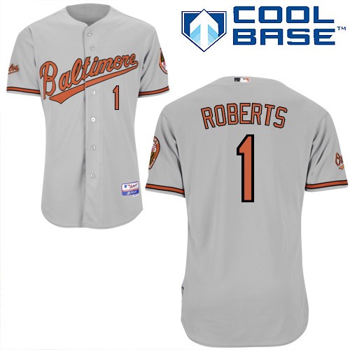 MLB Baltimore Orioles #1 Brian Roberts Road Grey Embroidered Jersey