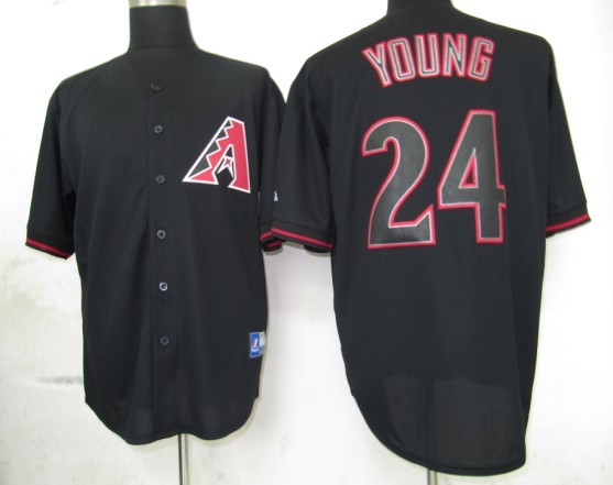 Diamondbacks #24 Black Young MLB shadow Fashion Jersey