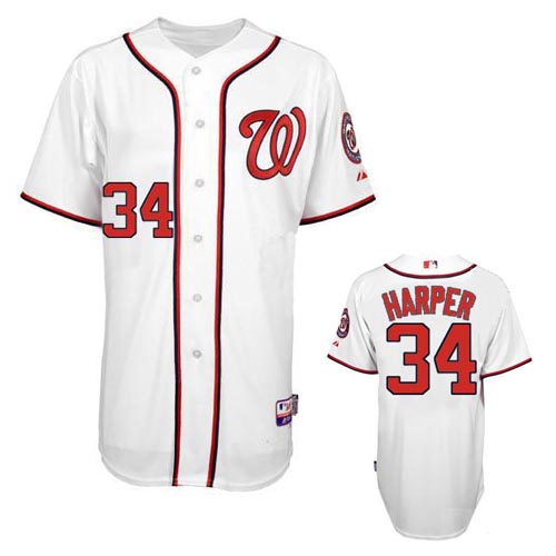 #34 White Harper MLB Washington Nationals Jersey