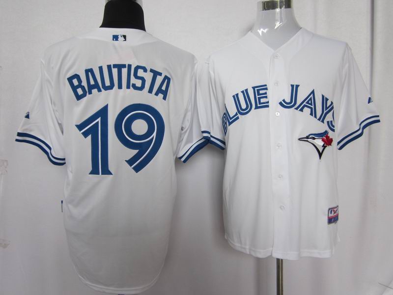 White Jersey:  bautista coolbase #19 Toronto Blue Jays Jersey In White