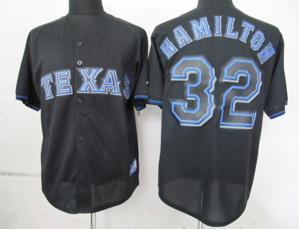 MLB Texas Rangers #32 Hamilton Black Fashion Jersey