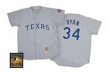 Grey Texas Rangers Nolan Ryan MLB Cooperstown Bobblehead #34 Jersey