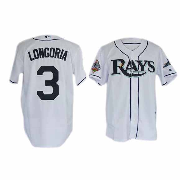 #3 White Longoria MLB Tampa Bay Rays Jersey
